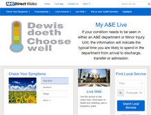 Tablet Screenshot of nhsdirect.wales.nhs.uk